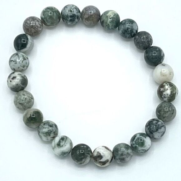 Moss Agate 8mm NEW stretch bracelet beaded bracelet 7” stretch crystal healing t - Picture 5 of 11